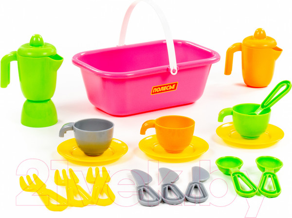 Изображение товара Набор игрушечной посуды Полесье TOP Сhef с корзинкой на 3 персоны / 42637