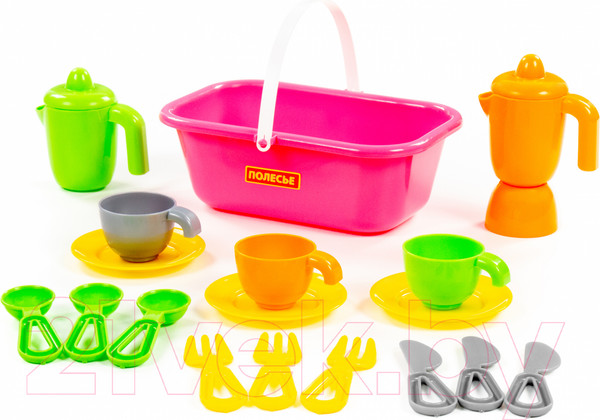 Изображение товара Набор игрушечной посуды Полесье TOP Сhef с корзинкой на 3 персоны / 42637