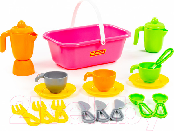 Изображение товара Набор игрушечной посуды Полесье TOP Сhef с корзинкой на 3 персоны / 42637