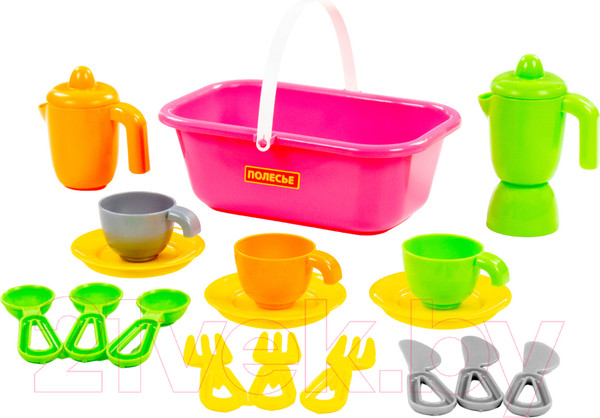 Изображение товара Набор игрушечной посуды Полесье TOP Сhef с корзинкой на 3 персоны / 42637