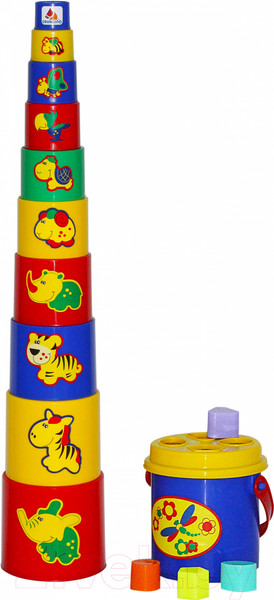 Изображение товара Развивающий игровой набор Полесье Занимательная пирамидка №3 / 52605 (16эл)