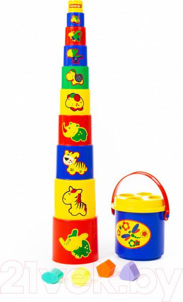 Изображение товара Развивающий игровой набор Полесье Занимательная пирамидка №3 / 52605 (16эл)