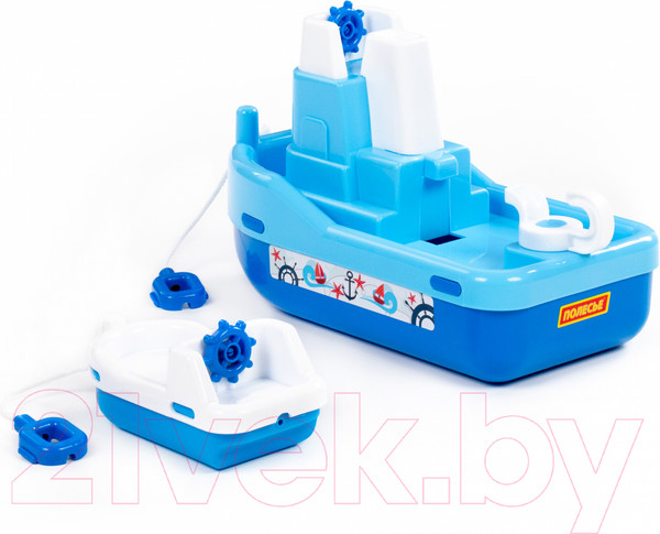 Изображение товара Катер игрушечный Полесье Буксир Лагуна №402 с корабликом №4 / 41227