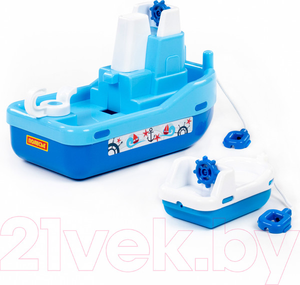 Изображение товара Катер игрушечный Полесье Буксир Лагуна №402 с корабликом №4 / 41227