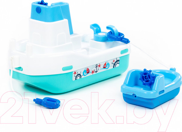 Изображение товара Катер игрушечный Полесье Буксир Лагуна №402 с корабликом №4 / 41227