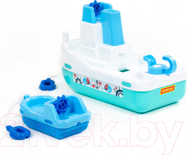 Изображение товара Катер игрушечный Полесье Буксир Лагуна №402 с корабликом №4 / 41227