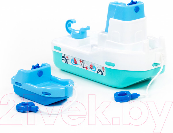 Изображение товара Катер игрушечный Полесье Буксир Лагуна №402 с корабликом №4 / 41227