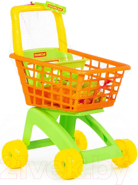 Изображение товара Тележка игрушечная Полесье №7 с набором продуктов / 61911 (оранжевый/салатовый)