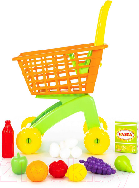 Изображение товара Тележка игрушечная Полесье №8 с набором продуктов / 61928