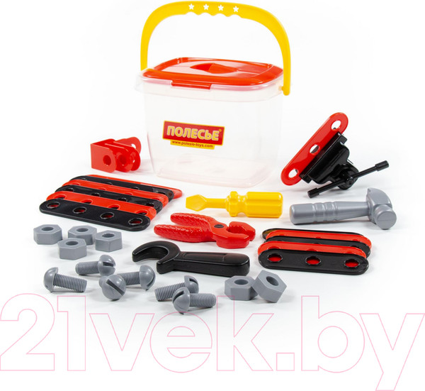 Изображение товара Набор инструментов игрушечный Полесье Механик / 56603 (32эл, в ведерке)