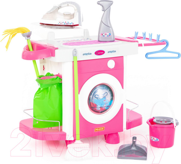 Изображение товара Комплект бытовой техники игрушечный Полесье Carmen №6 с аксессуарами и утюжком / 48110 (в пакете)