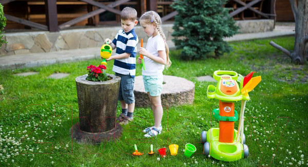 Изображение товара Тележка с инструментами игрушечная Полесье Садовый / 54548 (в пакете)