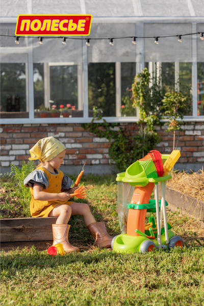 Изображение товара Тележка с инструментами игрушечная Полесье Садовый / 54548 (в пакете)