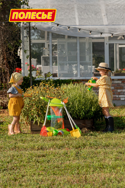Изображение товара Тележка с инструментами игрушечная Полесье Садовый / 54548 (в пакете)