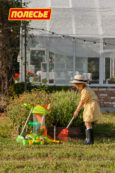 Изображение товара Тележка с инструментами игрушечная Полесье Садовый / 54548 (в пакете)