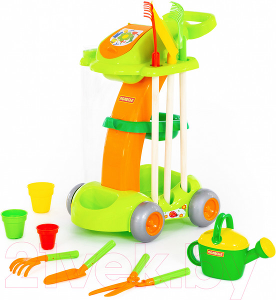 Изображение товара Тележка с инструментами игрушечная Полесье Садовый / 54548 (в пакете)