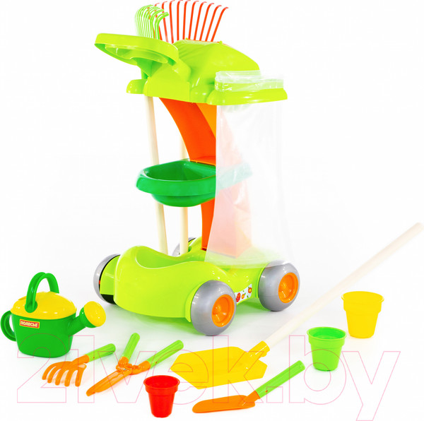 Изображение товара Тележка с инструментами игрушечная Полесье Садовый / 54548 (в пакете)