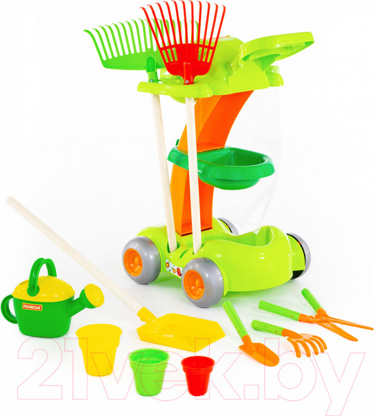 Изображение товара Тележка с инструментами игрушечная Полесье Садовый / 54548 (в пакете)