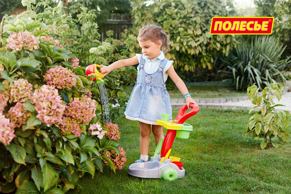 Изображение товара Тележка с инструментами игрушечная Полесье Садовый / 54548 (в пакете)