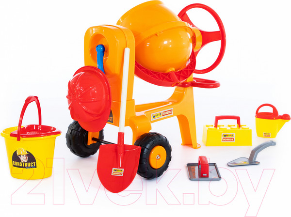 Изображение товара Набор инструментов игрушечный Полесье Бетономешалка Construct с набором каменщика №7 / 50649