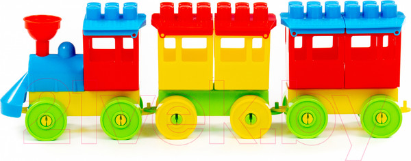 Изображение товара Конструктор Полесье Паровоз с двумя вагонами / 2044