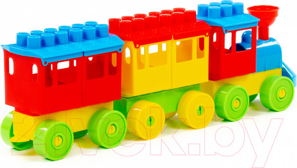 Изображение товара Конструктор Полесье Паровоз с двумя вагонами / 2044