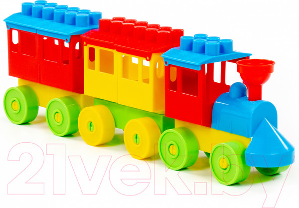 Изображение товара Конструктор Полесье Паровоз с двумя вагонами / 2044