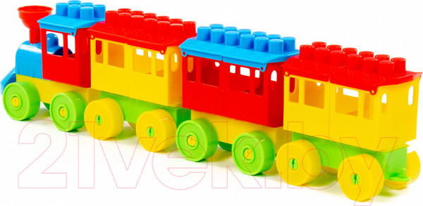 Изображение товара Конструктор Полесье Паровоз с тремя вагонами / 2051
