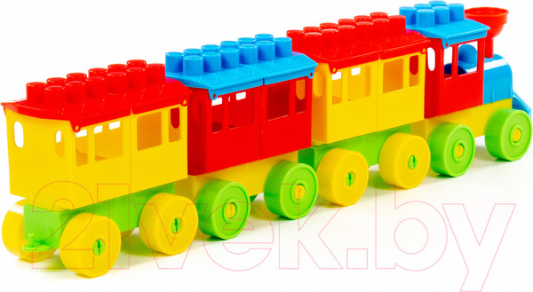 Изображение товара Конструктор Полесье Паровоз с тремя вагонами / 2051