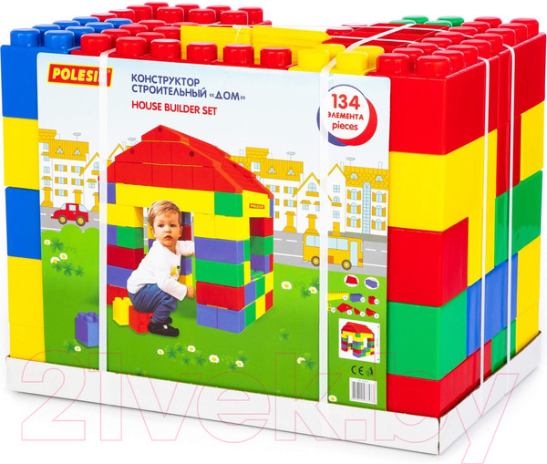 Изображение товара Конструктор Полесье Строительный Дом / 37473 (134эл)