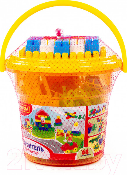 Изображение товара Конструктор Полесье Строитель / 37190 (68эл, в ведре)