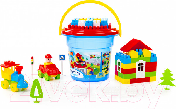 Изображение товара Конструктор Полесье Строитель / 37213 (84эл, в ведре)