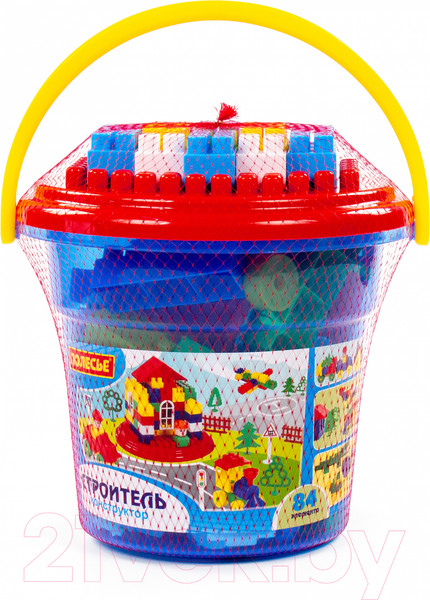 Изображение товара Конструктор Полесье Строитель / 37213 (84эл, в ведре)