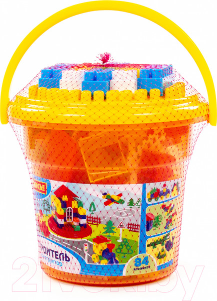 Изображение товара Конструктор Полесье Строитель / 37213 (84эл, в ведре)