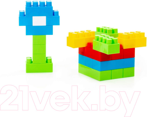 Изображение товара Конструктор Полесье Строитель / 41845 (45эл, в ведерке)