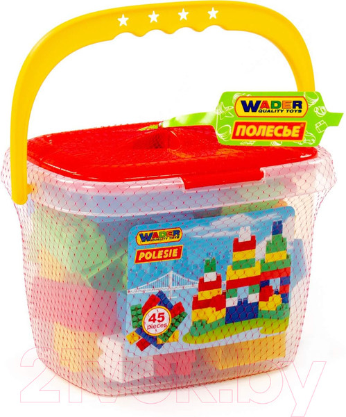 Изображение товара Конструктор Полесье Строитель / 41845 (45эл, в ведерке)