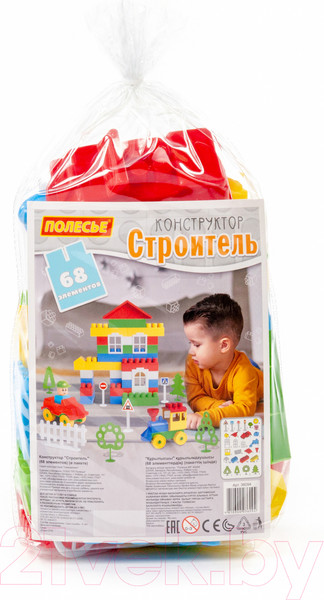 Изображение товара Конструктор Полесье Строитель / 36094 (68эл, в пакете)