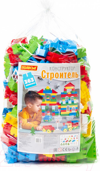 Изображение товара Конструктор Полесье Строитель / 36148 (363эл, в пакете)