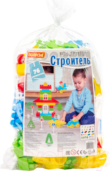 Изображение товара Конструктор Полесье Строитель / 52513 (76эл, в пакете)