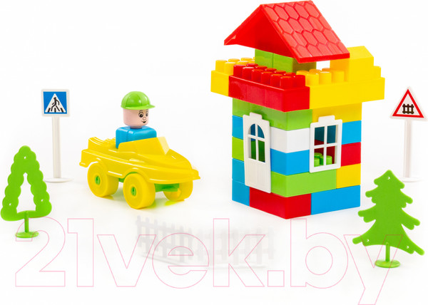 Изображение товара Конструктор Полесье Строитель / 52513 (76эл, в пакете)