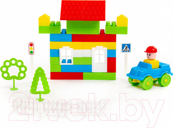 Изображение товара Конструктор Полесье Строитель / 50472 (71эл, в контейнере)