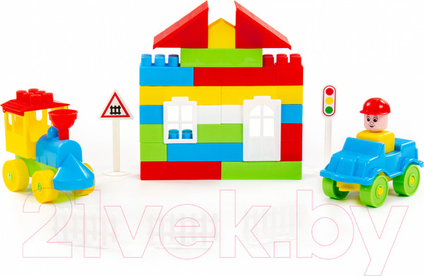 Изображение товара Конструктор Полесье Строитель / 50472 (71эл, в контейнере)