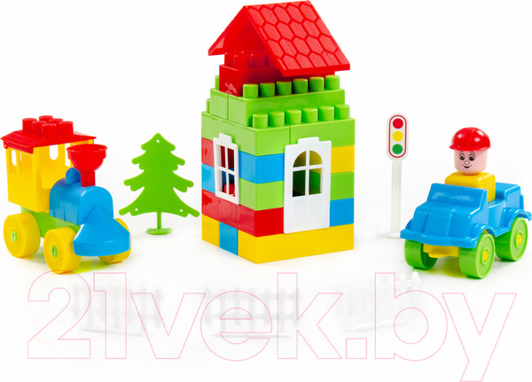 Изображение товара Конструктор Полесье Строитель / 50472 (71эл, в контейнере)
