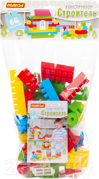 Изображение товара Конструктор Полесье Строитель Малый / 0590 (66эл, в пакете)