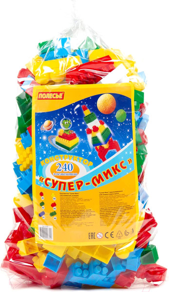 Изображение товара Конструктор Полесье Супер-Микс / 6790 (240эл, в пакете)