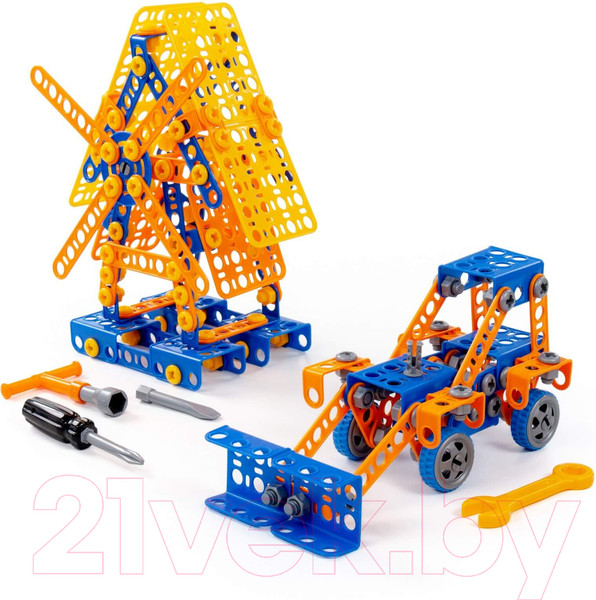 Изображение товара Конструктор Полесье Изобретатель. Мельница №2 с Трактором-погрузчиком №1 / 55132