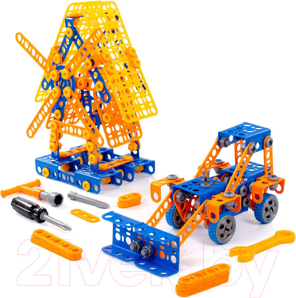 Изображение товара Конструктор Полесье Изобретатель. Мельница №2 с Трактором-погрузчиком №1 / 55132