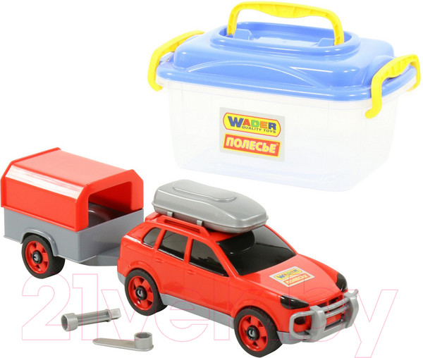 Изображение товара Автомобиль игрушечный Полесье Автомобиль легковой с прицепом / 56658