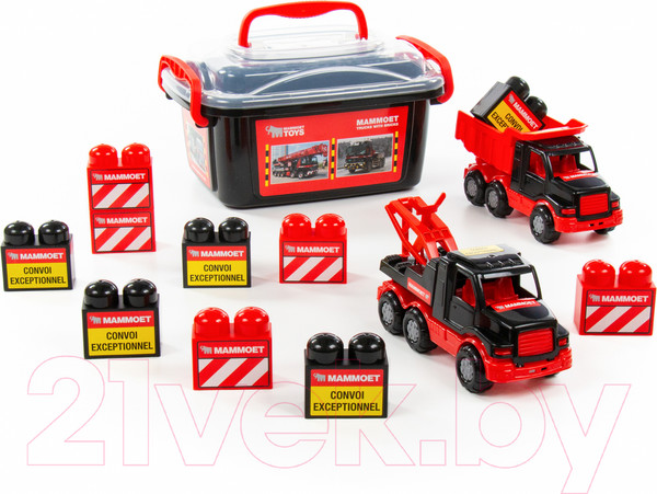 Изображение товара Набор игрушечной техники Полесье Mammoet с автомобилем-эвакуатором / 57143