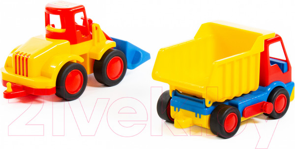 Изображение товара Набор игрушечной техники Полесье Базик с погрузчиком / 42101